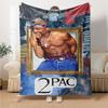 1pc 2PacHip Hop Blanket Soft Lightweight All Season Multi Purpose Throw for Sofa, Bed, Office & Picnics, French Style with Iconic Album Art & Quotes