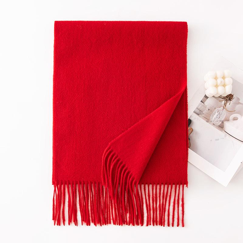 Wool Scarf Women's Autumn and Winter New Mocha Gray Solid Color Wool Men's Versatile High Quality Warm Scarf