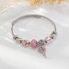 Bracciale Rigido Aperto Regolabile Con Ciondolo Palloncino ad Aria Rosa con Perline Fai-da-te Acciaio Inossidabile