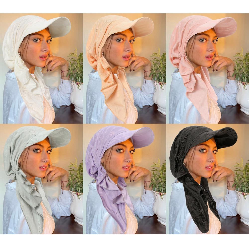 

with Pre-Tied Sun Hat Breathable Headscarf Cap Fashion Bandana Brim Hat Women темно-сірий колір