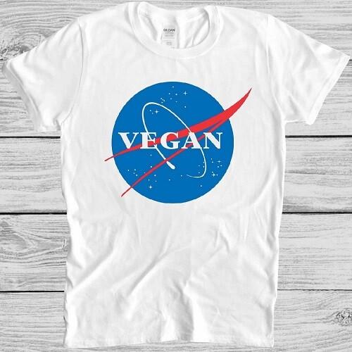 Vegan NASA T Shirt Vegetarian Vintage Funny Cool Gift Tee M161 S