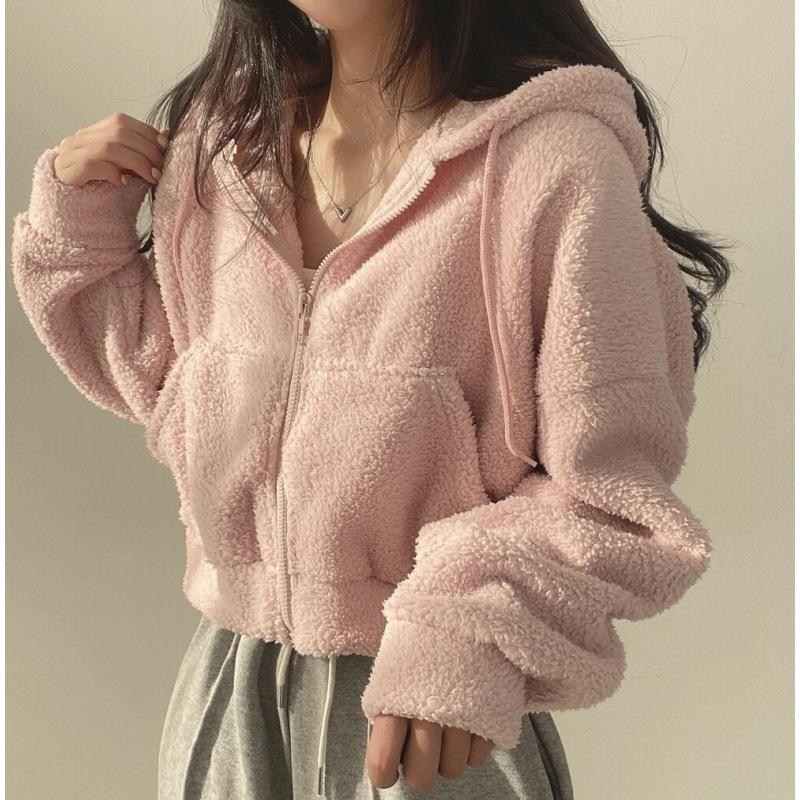 Autumn and Winter Thickened Thermal Jacket Short Zipper Hooded Jacket