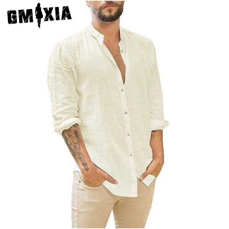 GMXIA Cotton Long Sleeve T-shirt Men's Fashion Loose Shirt Printed Compassionate Shirt