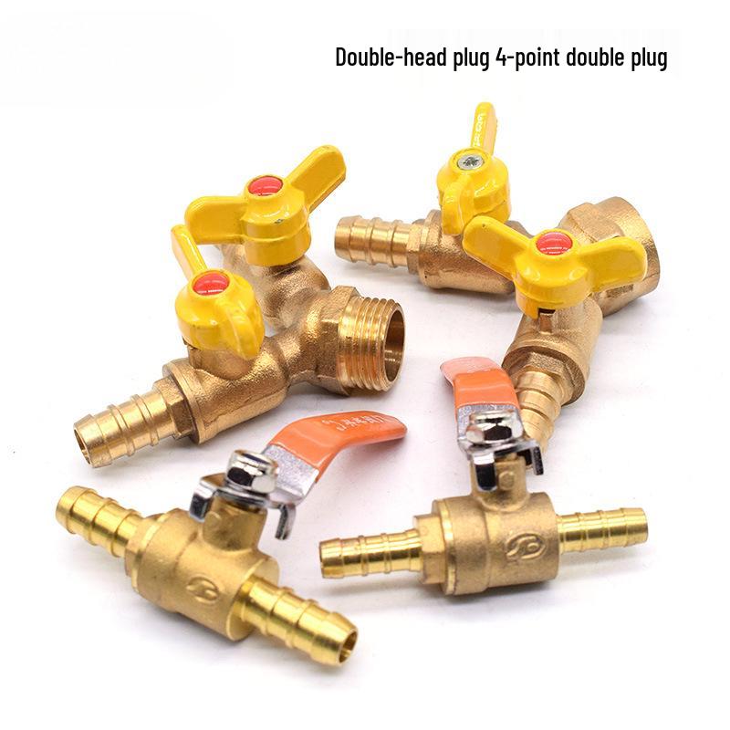 Copper/Gas Ball Valve with Hose Barb: 1/2", 3/8", 1/4" Plug, 8/10/12mm Drain Valve/Gas Nozzle.