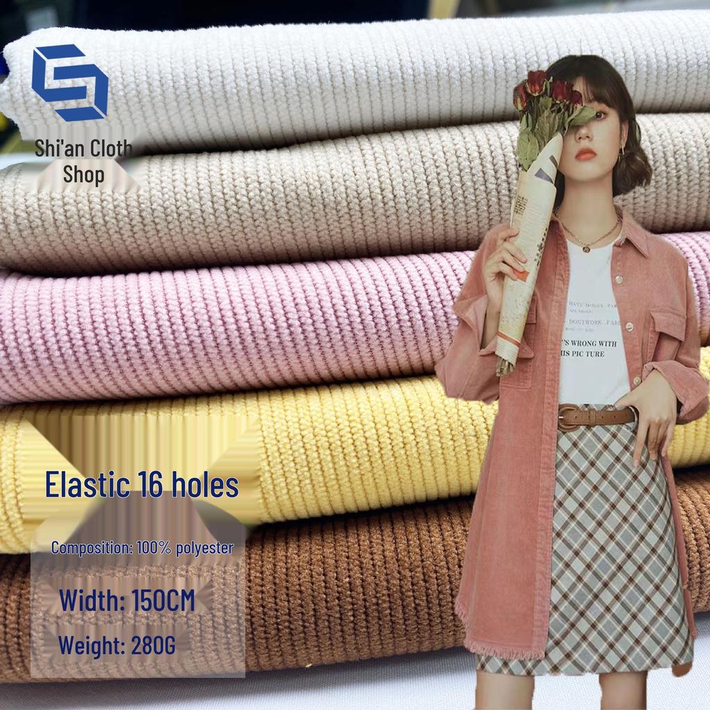 Wash-Free 16-Wale 280g Stretch Corduroy Fabric for Children's Autumn/Winter Outerwear