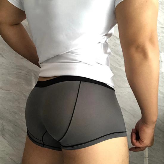 Herren Boxershorts Sommer Patchwork Farbe U-Konvex Eis Seide Dünn Boxer Briefs