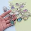 Natural Stone Crystals Teardrop Shape Photo Locket Keychain Featuring Diamonds Cut Designs for Sentimental Gifts