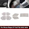 For Nissan Rogue X-Trail T33   Steel Silver Front Dashboard Car Door Audio Speaker Cover Readlamp Loudspeaker Trim Frame