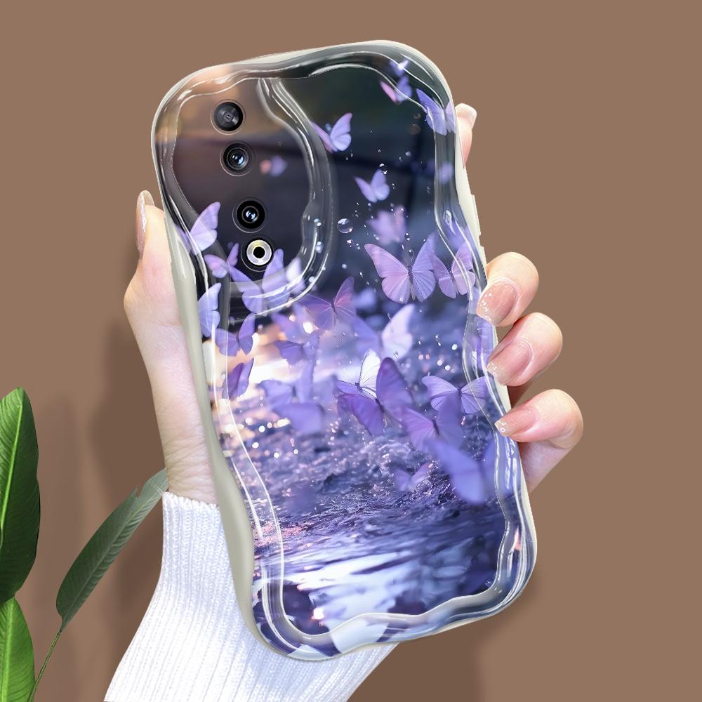 

Милый мультяшный узор, кремовая текстура, мягкий силиконовый чехол с волнистыми краями, чехол для телефона для Huawei Honor Infinix Tecno iPhone Honor 200 Lite белый