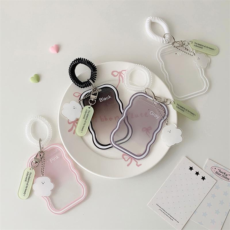 Soft Silicone Card Holder With Elastic Rope Pendant Photocard Holder Idol Photo Display Storage Protect Cover Keychain Bag Charm