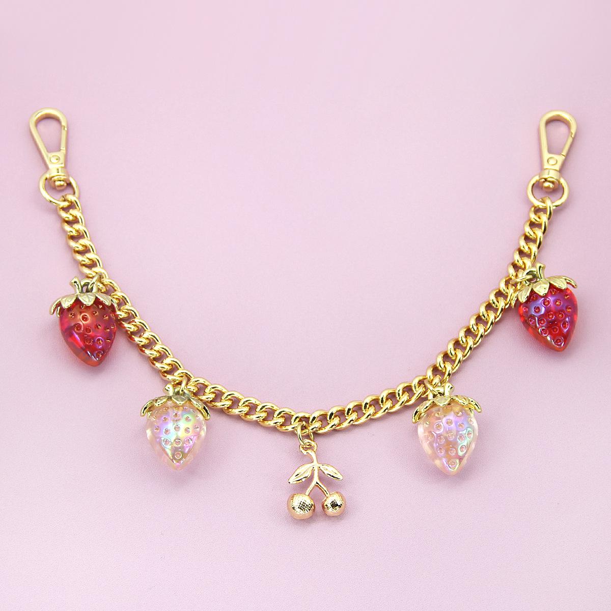 

Colorful Strawberry and Cherry Acrylic Metal Bag Charm - Handbag Accessory