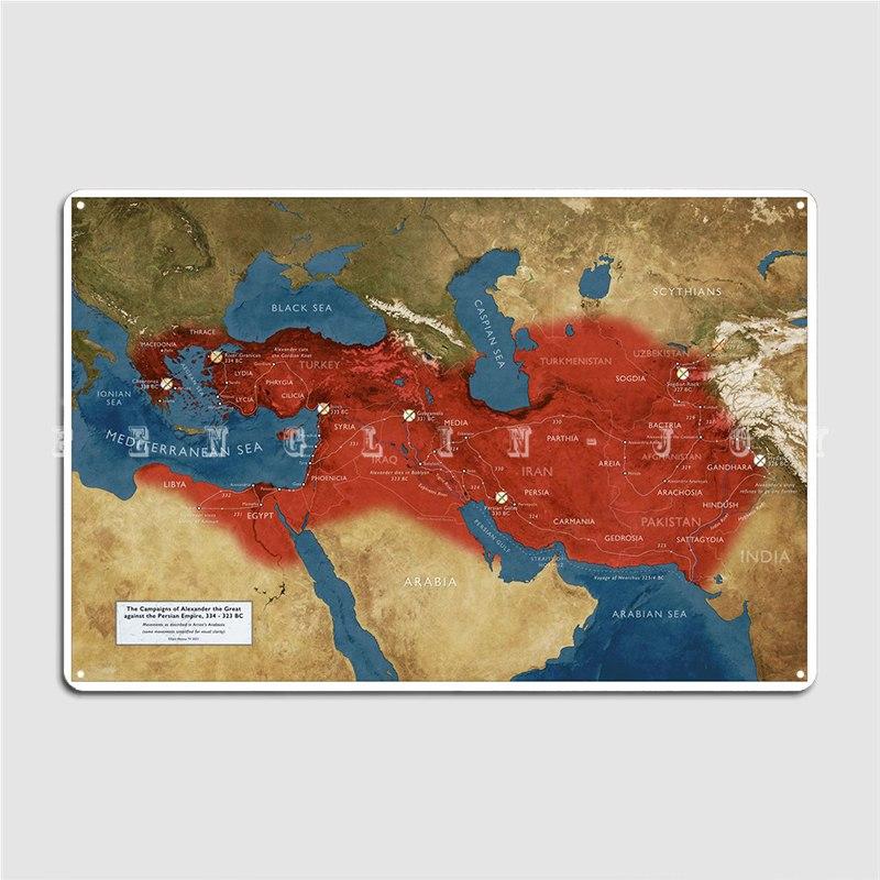 Карта Александра Великого, металлическая вывеска, гаражный клуб, ретро таблички, настенные таблички для паба, жестяная вывеска, плакаты 20x30cm