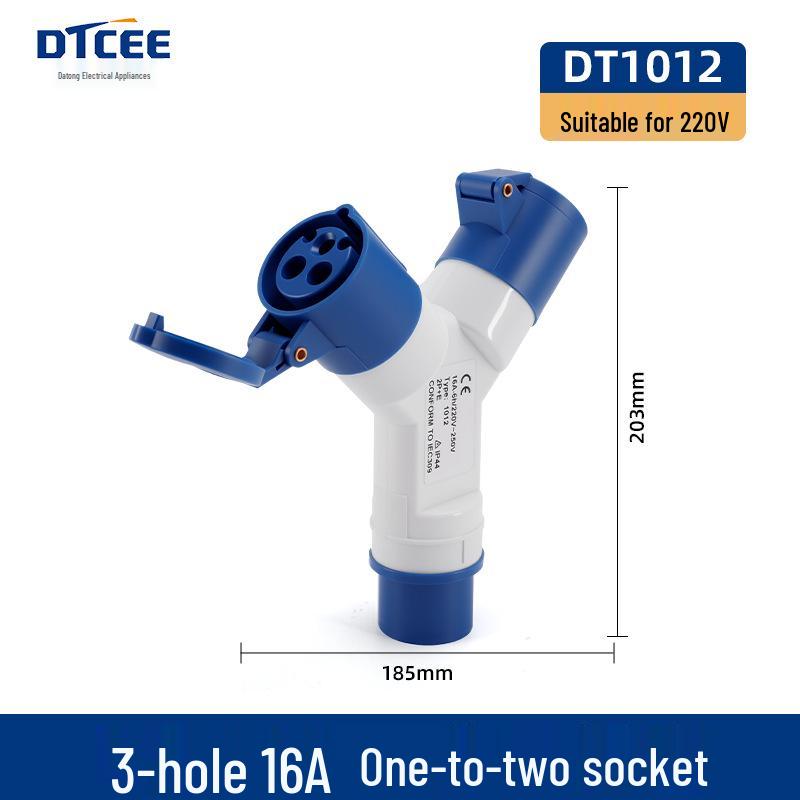 Three-Way Explosion-Proof Industrial Plug Y-Type Aviation Socket 32A/16A Waterproof Converter.