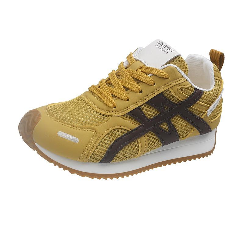 Retro color matching inner height increase women's new mesh breathable and versatile comfortable casual sports shoes