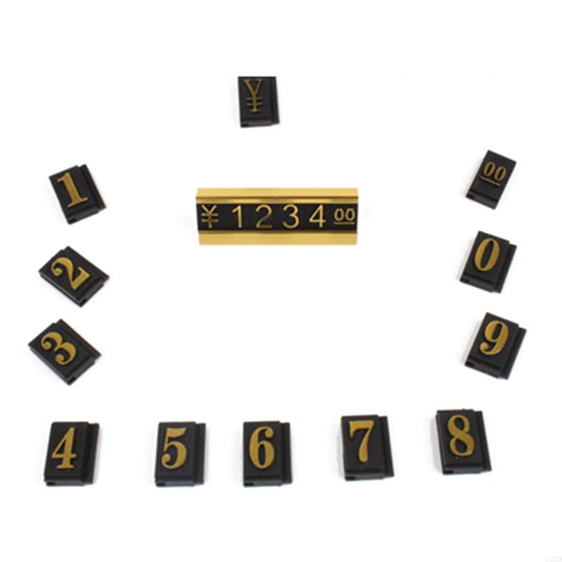62KD Gold Number Price Tag Signs 20Sets Arabic Numerals Together Price Cube for Shopping Mall Storage Price