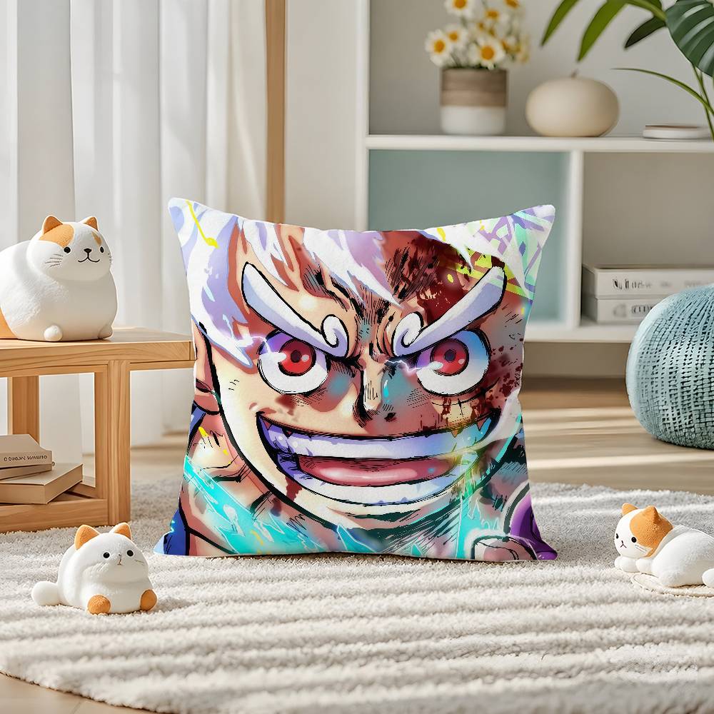 One Piece Wano Country Arc Anime Plush Pillow Cover Soft Short Plush Cushion Cover For Sofa Bedroom Home Decor Gift Decoration
