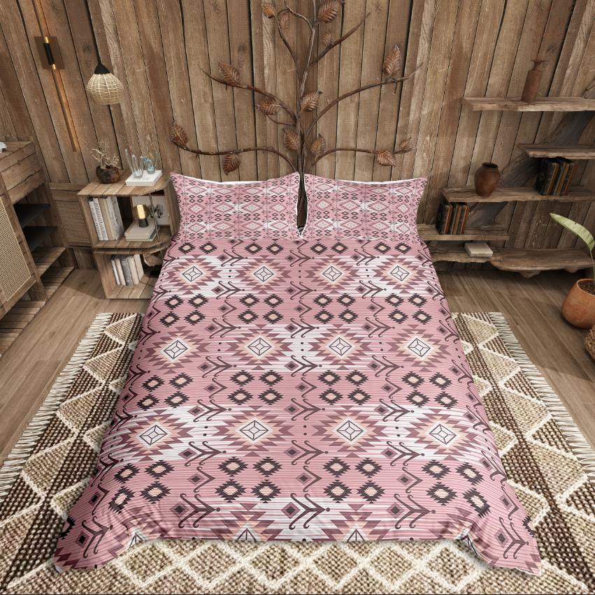 Homewish Tribal Aztec Duvet Cover Set,Bohemian Theme Bedding Set for Teens,exotic Style Decor