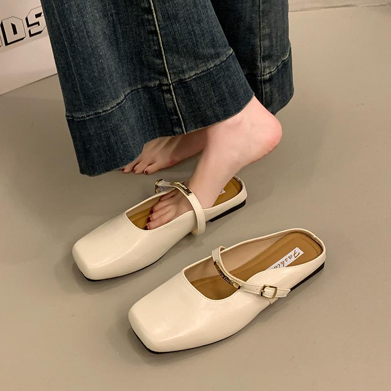 Summers New Style Women Cover Toe Mules Slippers Fashion Shallow Slip On Slide Ladies Women's Elegant Dress Shoes Zapatos Mujer