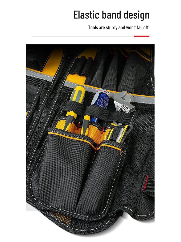Electrician Multi-Pocket Reflective Tool Vest for Installation and Construction