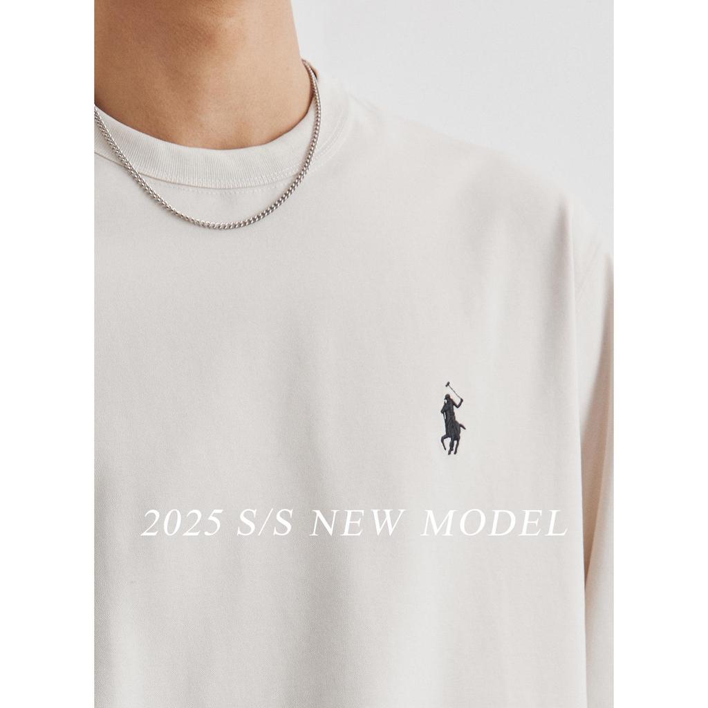 Yizhi Fashion Herren Besticktes Einfarbiges Rundhals Langarm T-Shirt - Frühling/Herbst 2025 Kollektion