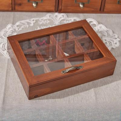 Wood Jewelry Divided Compartment Organizer Box Ring Earrings Storage Boxes Bracelets Jewelry Display Rack Necklace Trinket Cases
