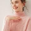 Women's High-Neck Cable Knit Cashmere Sweater: Long-Sleeve, Loose, Versatile Pullover for Autumn/Winter.