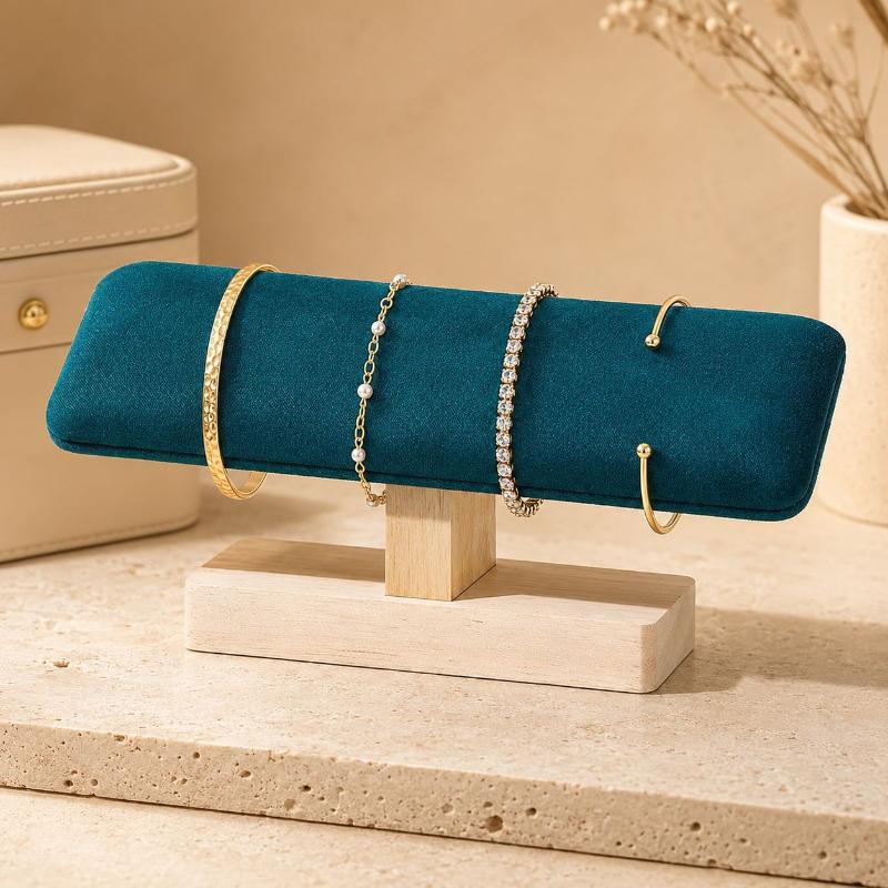 T Shaped Bracelet & Bangle Display Rack Wooden Base PU Leather Velvet 1PC for Watch Jewelry Retail Display Gift for Sellers