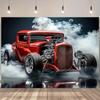 Vintage Classic Car and Smoke Car Themed Photography Backdrop Cloth Birthday Party Home Decoration Photography Studio Backdrop