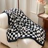 Nordic Checkerboard Printed Blanket Black And White Houndstooth Office Nap Shawl Skin-Friendly Living Room Sofa Knee Blankets