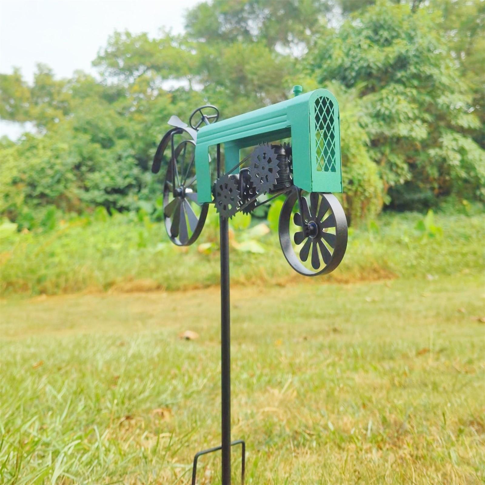 

Тракторный ветер, винтажные поворотные колеса, металлический уличный кол, ветряная мельница, украшение для цветника, сада, энергии, деревенского стиля One Size зелёный