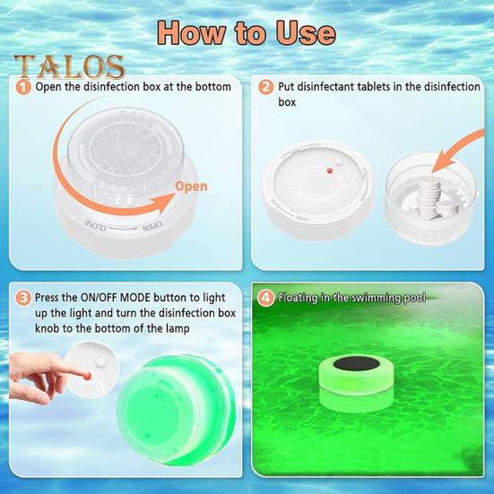 Solar Pool Chlorine Floater with Light Chlorine Tablet Floater Pool Chlorine Dispenser Colorful Light Chlorine Floater for Hot Tub