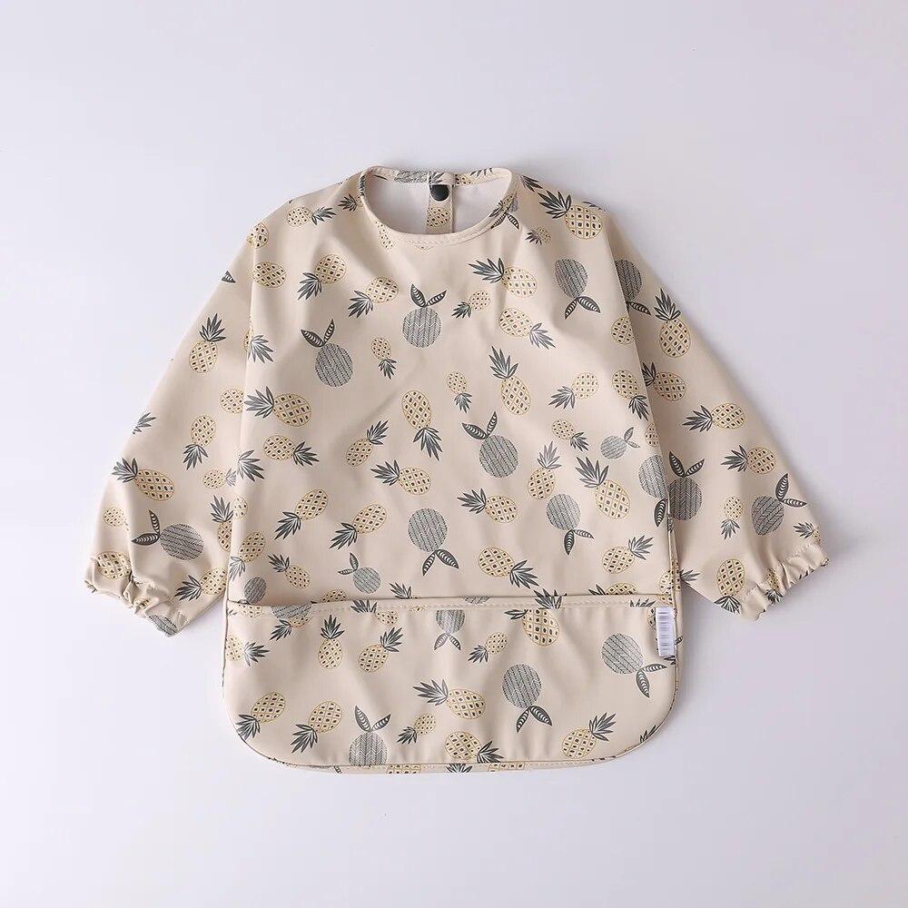 1pcs Children Feeding Aprons Long Sleeve Baby Bib With Pocket Full Cover Kid Gown With Bag Waterproof Long-Sleeve Smock