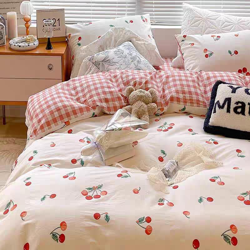 

Floral Bedding Set Purple Tulips Ins Single Queen Size Duvet Cover No Filler Flat Sheet Pillowcase Home Hotel Bed Linens Flat Bed Sheet&Twin 3pcs for 1m bed