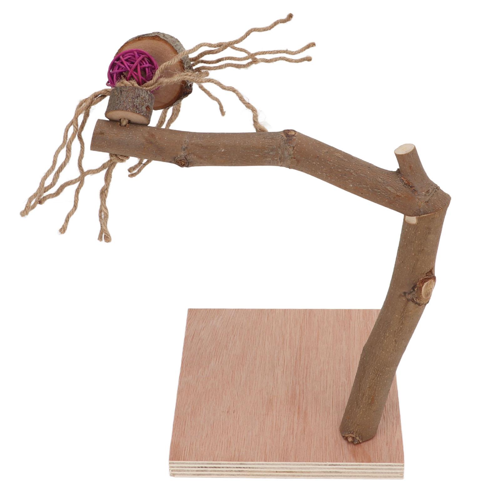

Bird Playstand Wooden Chewing Claws Grinding Parrots Training Rack with Base for Cockatiel