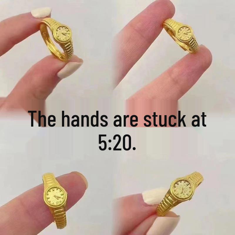2023 Damen 24K Goldplattierter Offener Verstellbarer Uhr Weißer Ring