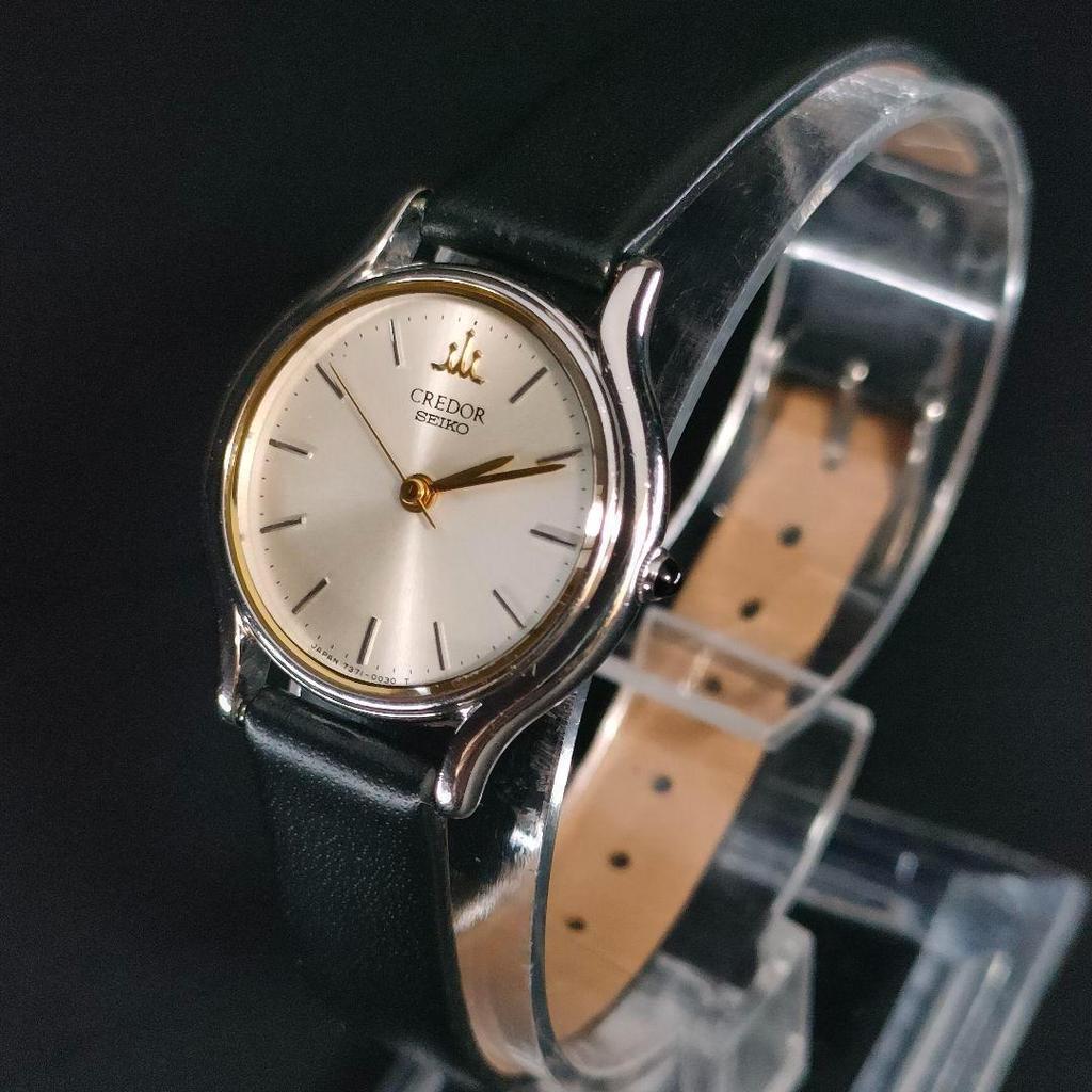 [USED] SEIKO Credor White/Black Leather Quartz