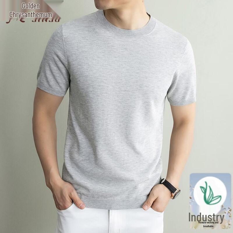Men s Summer Linen Blend Short-Sleeve Knit T-Shirt M