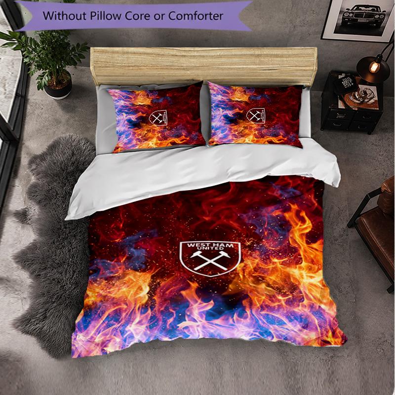 West Ham United Calcio Set Biancheria da Letto 3 Pezzi Morbido Set Copripiumino con Federe Set Decorazione Camera da Letto per la Casa