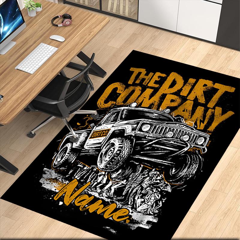 Custom Name Truck Printed Carpet, for Office Chair Living Room Bedroom Kitchen Room Decor Gifts.