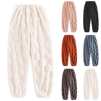 Women's Thermal Fleece Pockets Pajama  Warm Casual Trousers Home Pajama Pants
