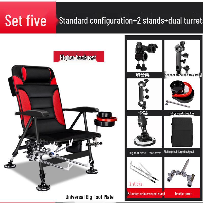 Scaun de pescuit pliabil multifuncțional din aliaj de aluminiu: Platformă portabilă, All-Terrain, cu spătar reglabil, pentru pescuit în stil european.