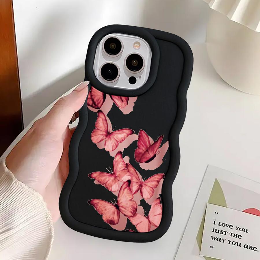 Case for iPhone 17 Air XR 12 8 13 16 Pro Max 11 15 Plus 14 Soft Phone Cover Cartoon Butterfly