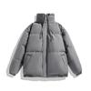 Men's Winter Stand Collar Short Cotton Jacket, Hong Kong Style, Thick Warm Outerwear, Pure Color.