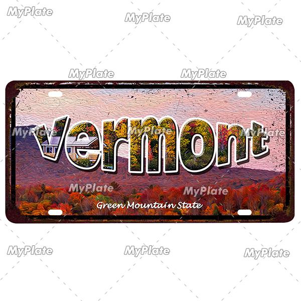 [MyPlate]Vintage America State USA City Licenses Plate Metal Sign Tin Sign Poster Plaque Decor Bar Pub Club Home Wall Decoration