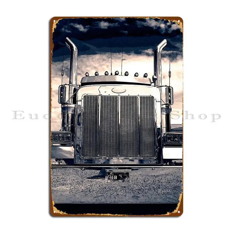Peterbilt At Night Metal Plaque Poster Wall Plaque Create Designing Club Pub Mural Tin Sign Poster