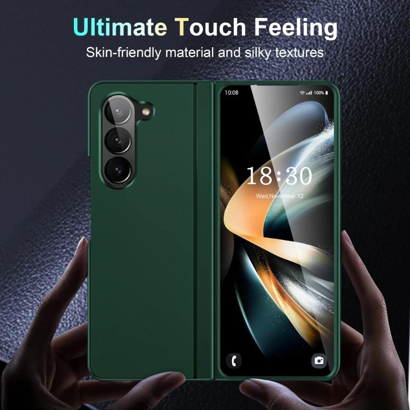 Pure Color Skin Feel Phone Case For Samsung Galaxy Z Fold 7 6 5 4 3 Hard PC Stand Anti-Fall Shockproof Full Protect Cover