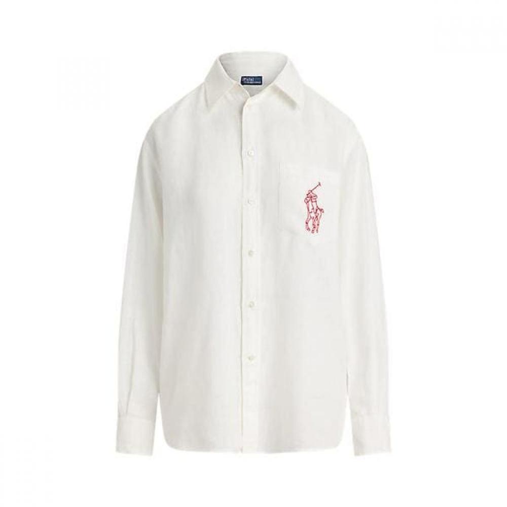 Polo Ralph Lauren Women S Linen Big Pony overSized Shirt wmpoShtndo21185100 