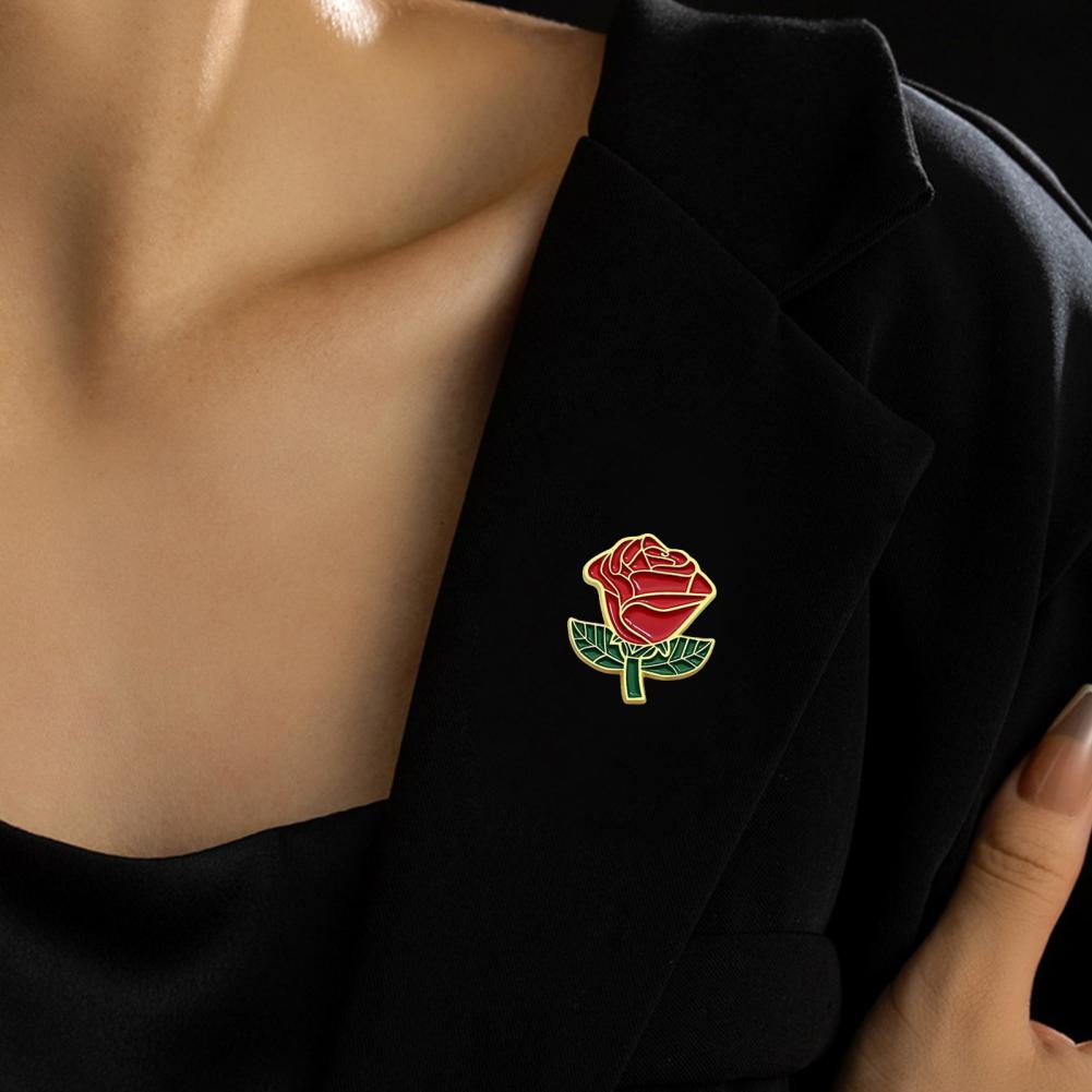 Rose Brooch Pin Minimalist Floral Brooch Enamel Rose Flower Brooch Pin Metal Floral Lapel Accessory Decorative Pin for Hats Bags