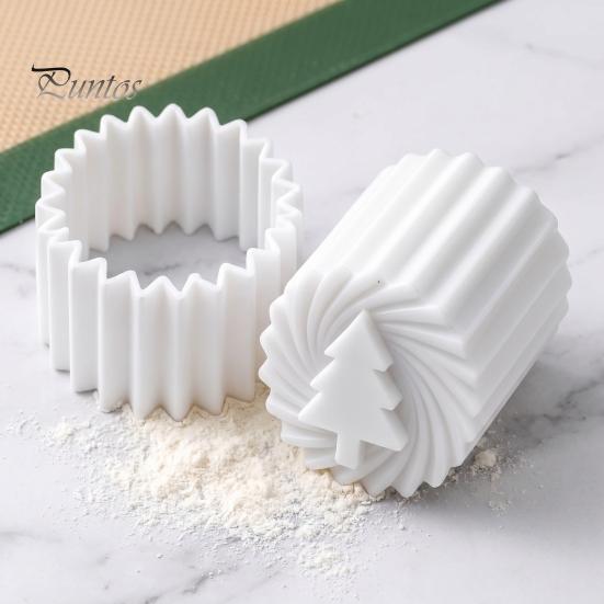 Baking Gadgets for Pastries Double-Sided Mooncake Press Mold, 2-in-1 Plastic Pastry Stamp, Christmas Easy Clean Mold Tree Design Decorative