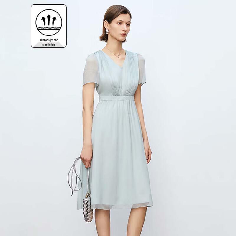 

JESSIE Chiffon Short-Sleeve Waist-Cinching Dress XL